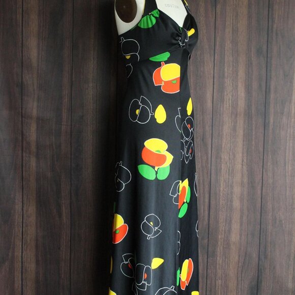 Vintage 1970s 1980s Dress, Joseph Magnin Maxidress, Primary Color Florals Halter - Picture 5 of 10
